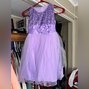 Purple Sequin Kids Dress